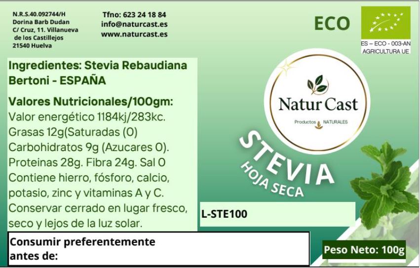 Stevia Hoja Seca 100% Natural – NaturCast - Imagen 2