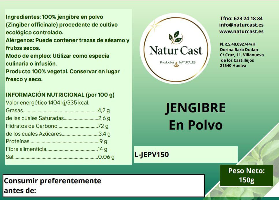 Jengibre  Eco Polvo- 150 g - Imagen 2